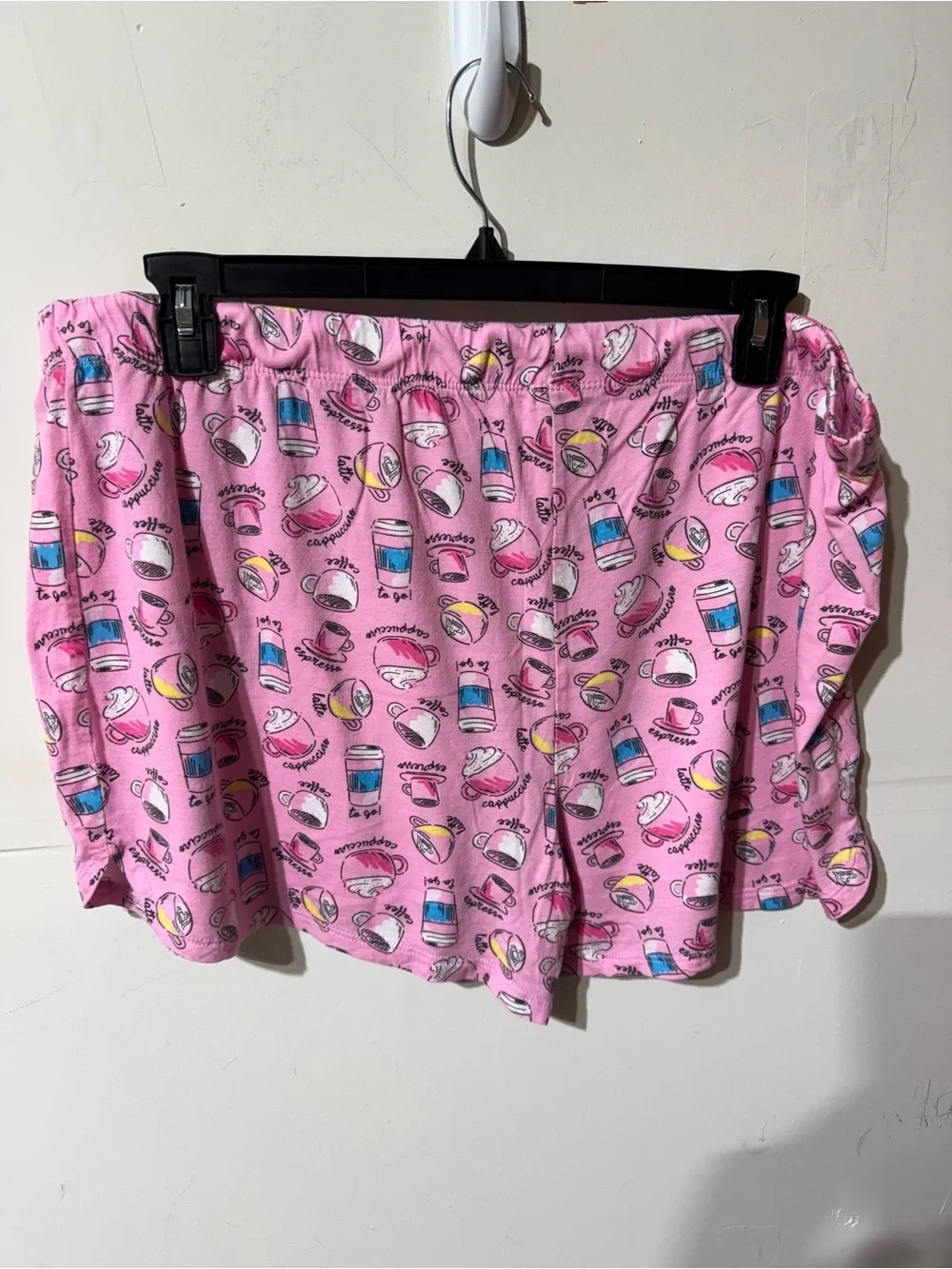 Pink Pajama Shorts with Coffee & Donut Print - Picture 2 of 2